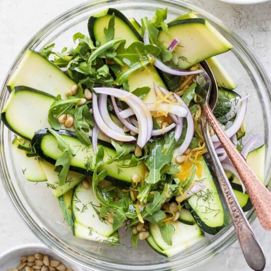 zucchini salad in bowl