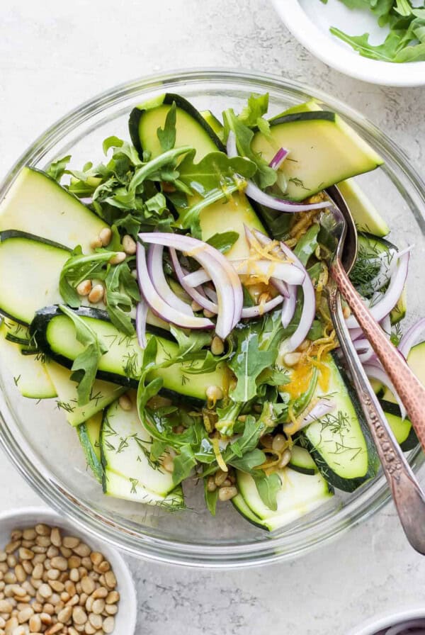 zucchini salad in bowl