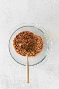 Granola in a glass bowl.