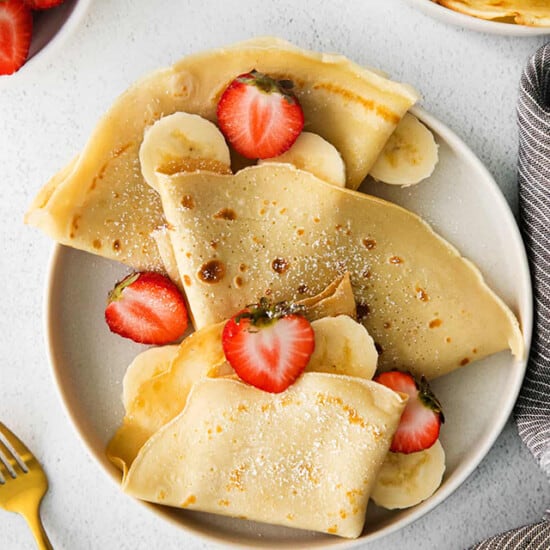 sweet crepes with strawberries