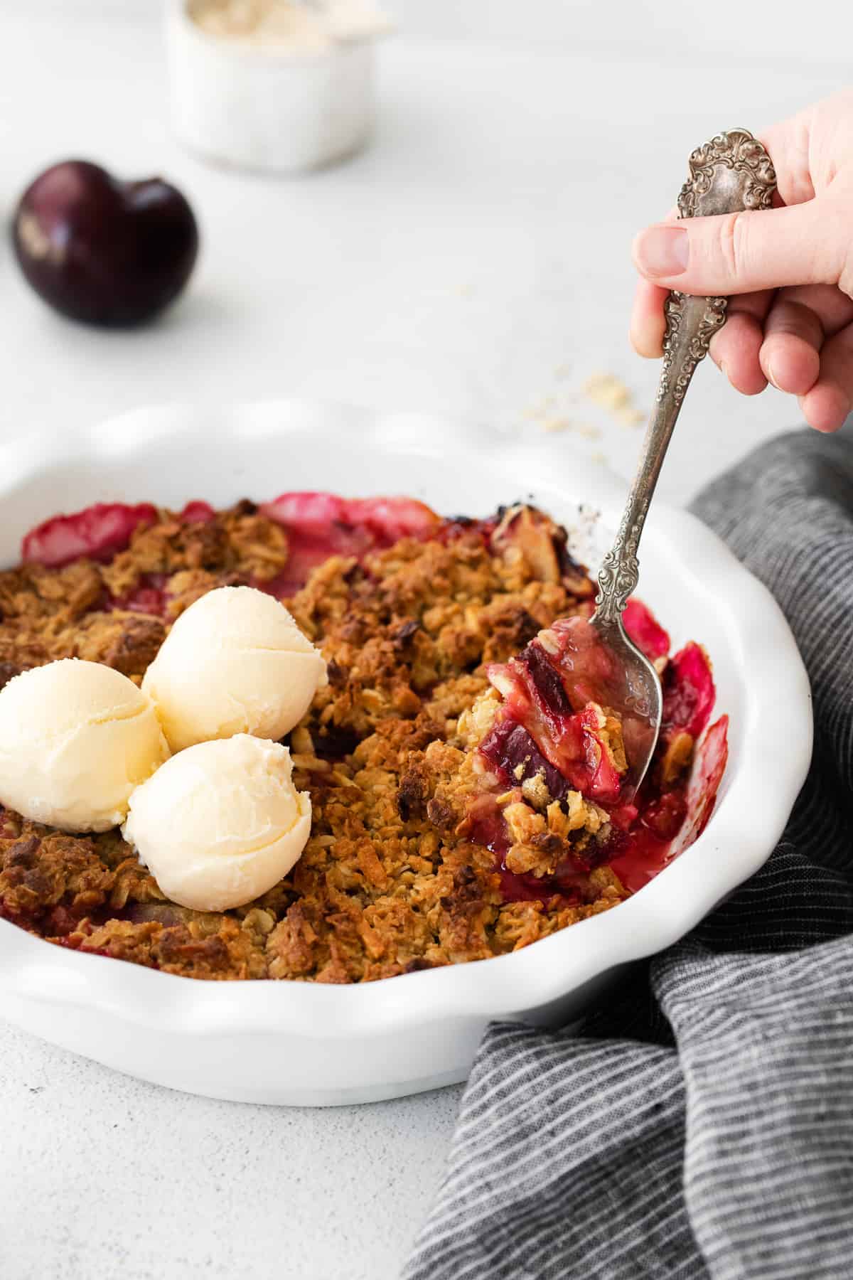 Simple Plum Crisp (made with fresh plums!)- Fit Foodie Finds