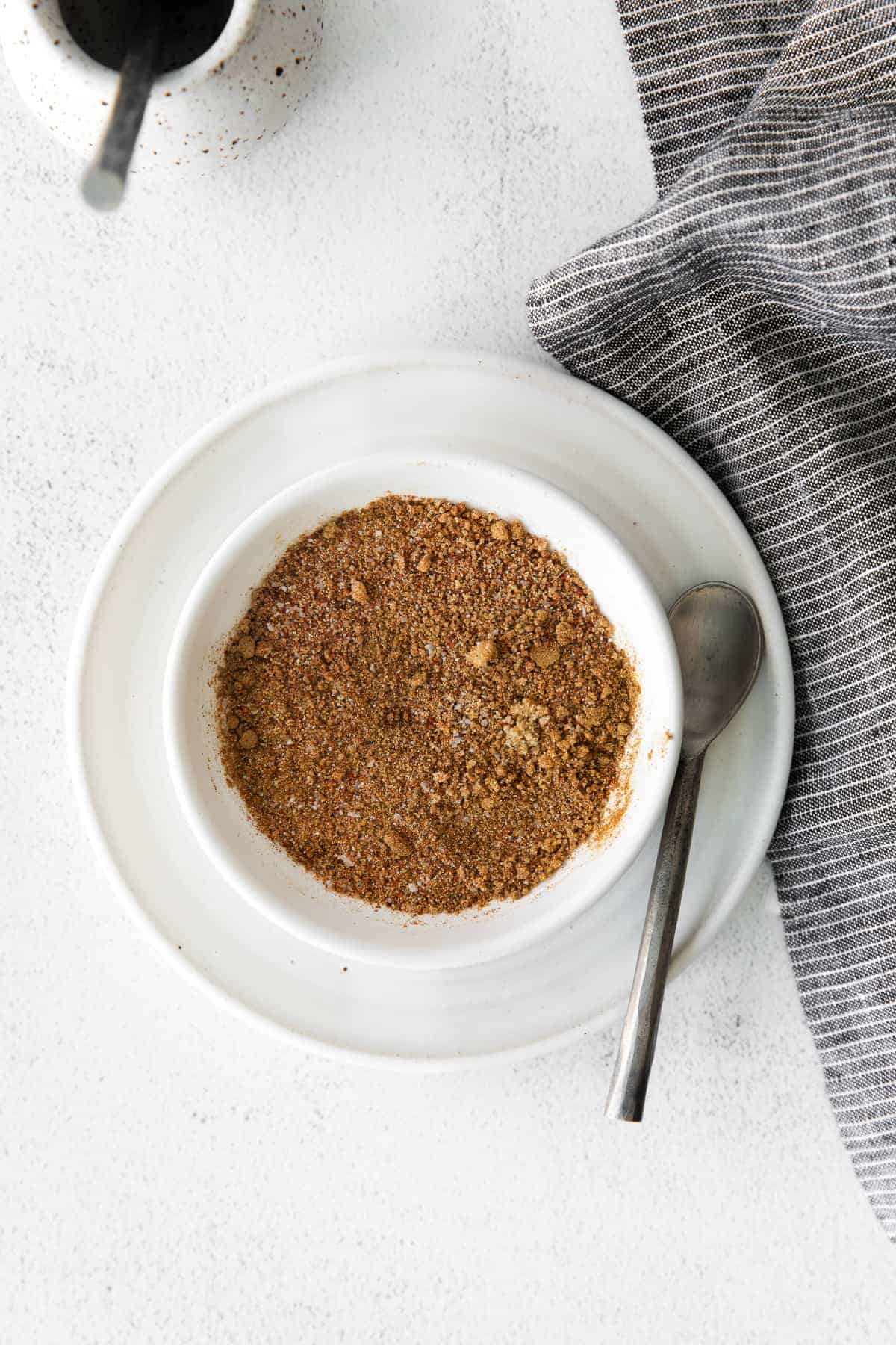 ingredients for steak taco seasoning mixed together in a bowl