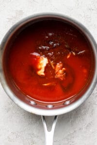 a pot of red soup.