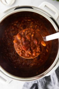 instant pot chili in a spoonful.