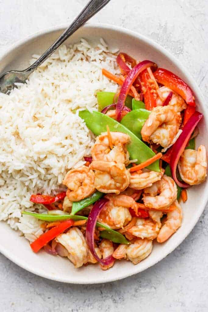 white rice and stir fry