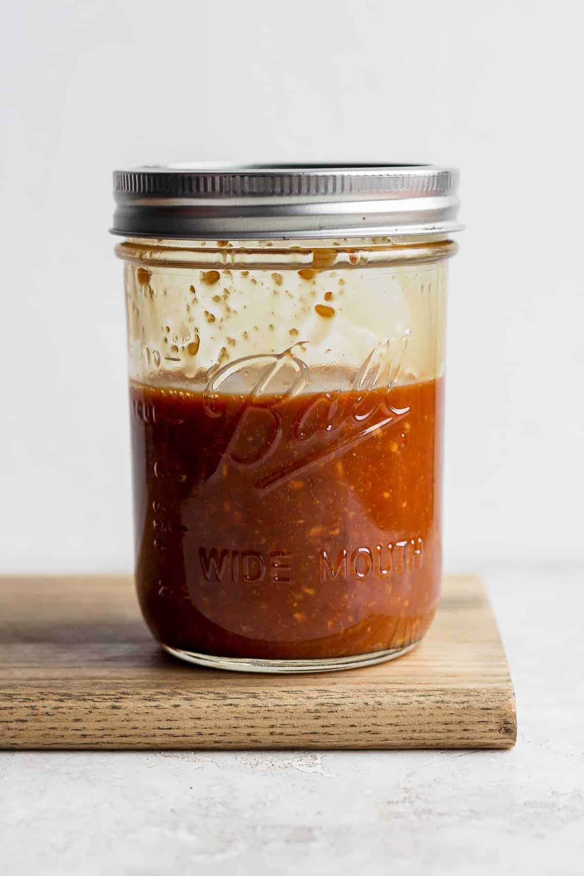 stir fry sauce in a mason jar