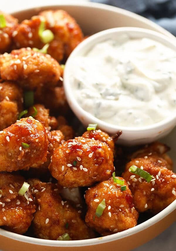 sweet chili cauliflower wings on plate