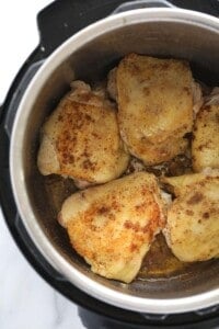 seared chicken thighs.