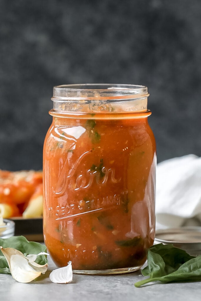 Homemade Tomato Sauce W Fresh Roasted Tomatoes Fit Foodie Finds   Tomato Basil Sauce 2 683x1024 