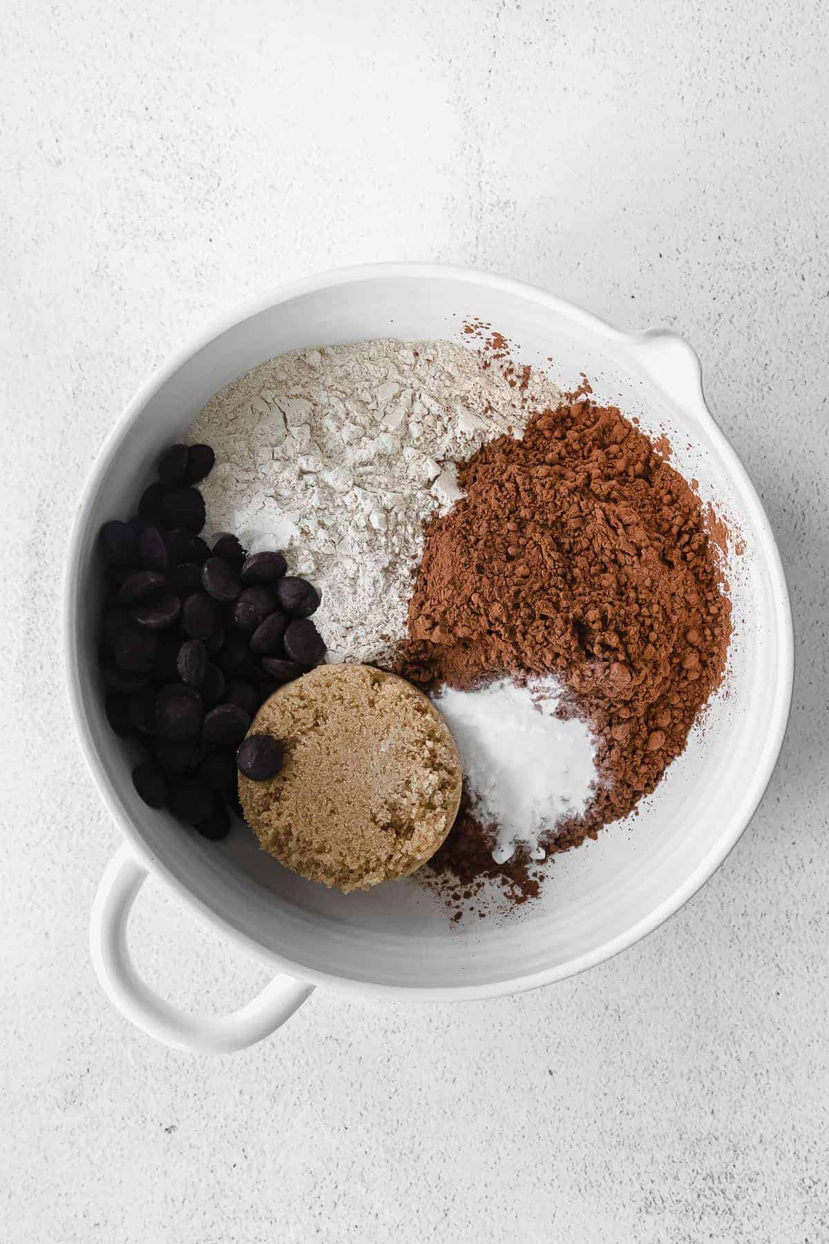 Dry ingredients for pumpkin bread in a bowl. 