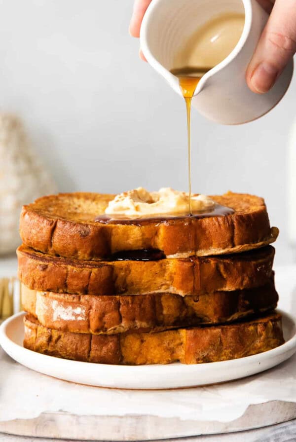 pumpkin french toast with maple syrup