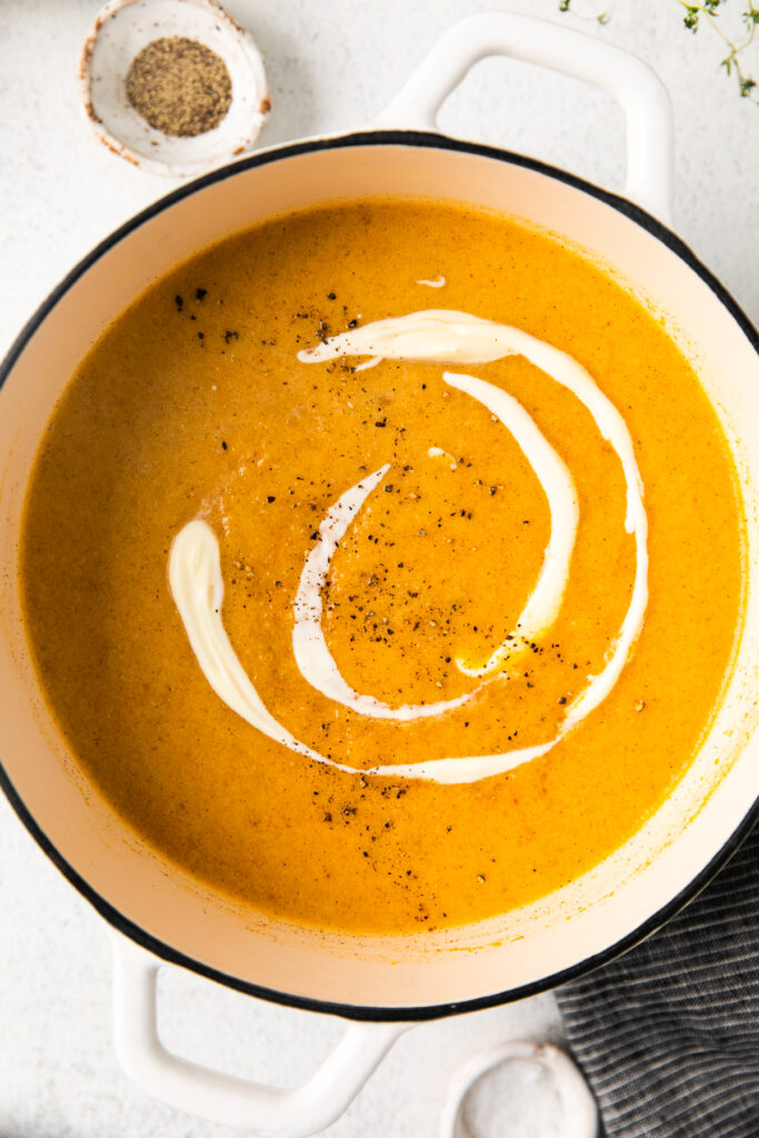 squash soup in pot