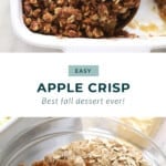 Apple crisp recipe featuring oats and granola in a bowl.
