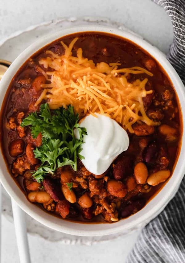 chili in bowl