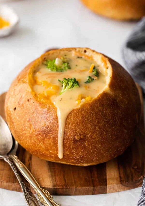 soup in bread bowl