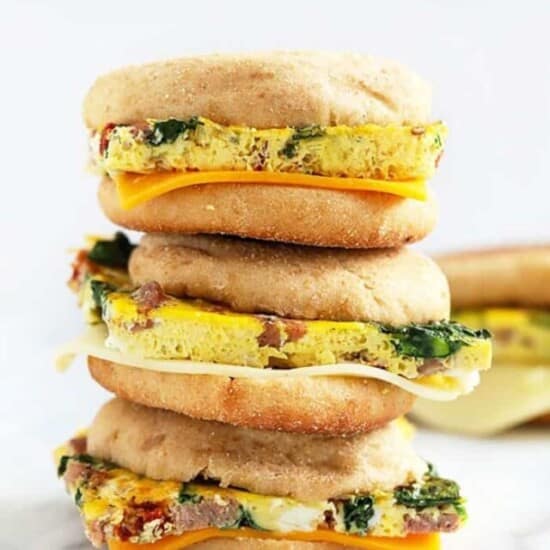 stack of breakfast sandwiches