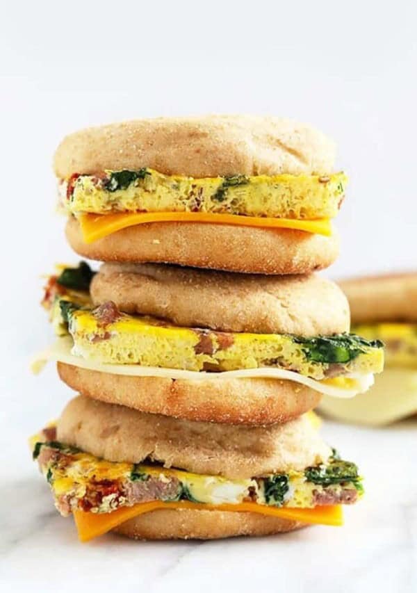 stack of breakfast sandwiches