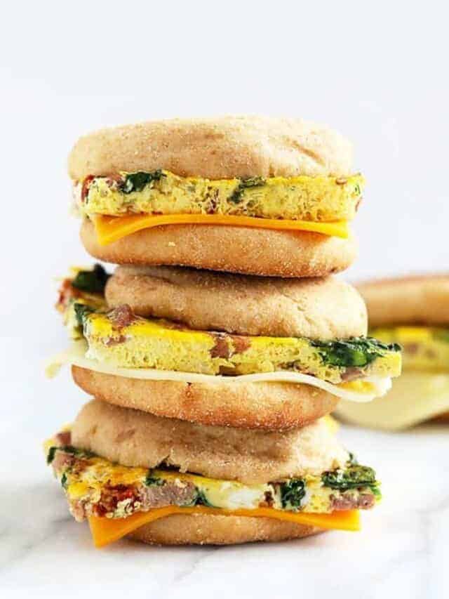 stack of breakfast sandwiches