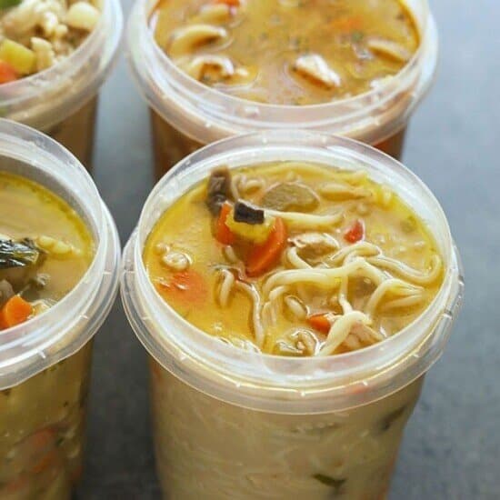 soup in storage container.
