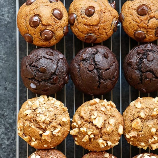 6 healthy muffins on cooling rack