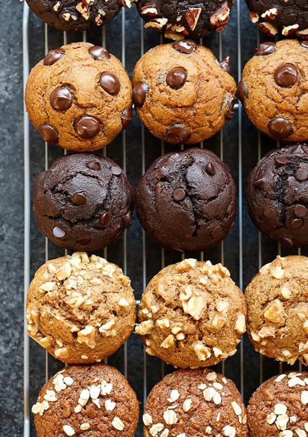 6 healthy muffins on cooling rack