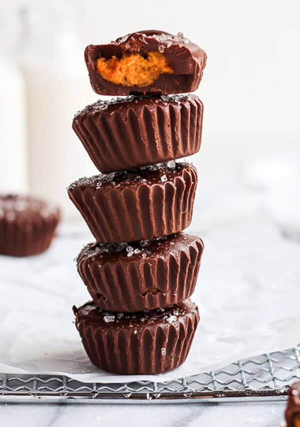 pumpkin peanut butter cups on cooling rack