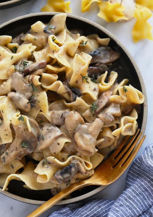 mushroom strognanoff in bowl