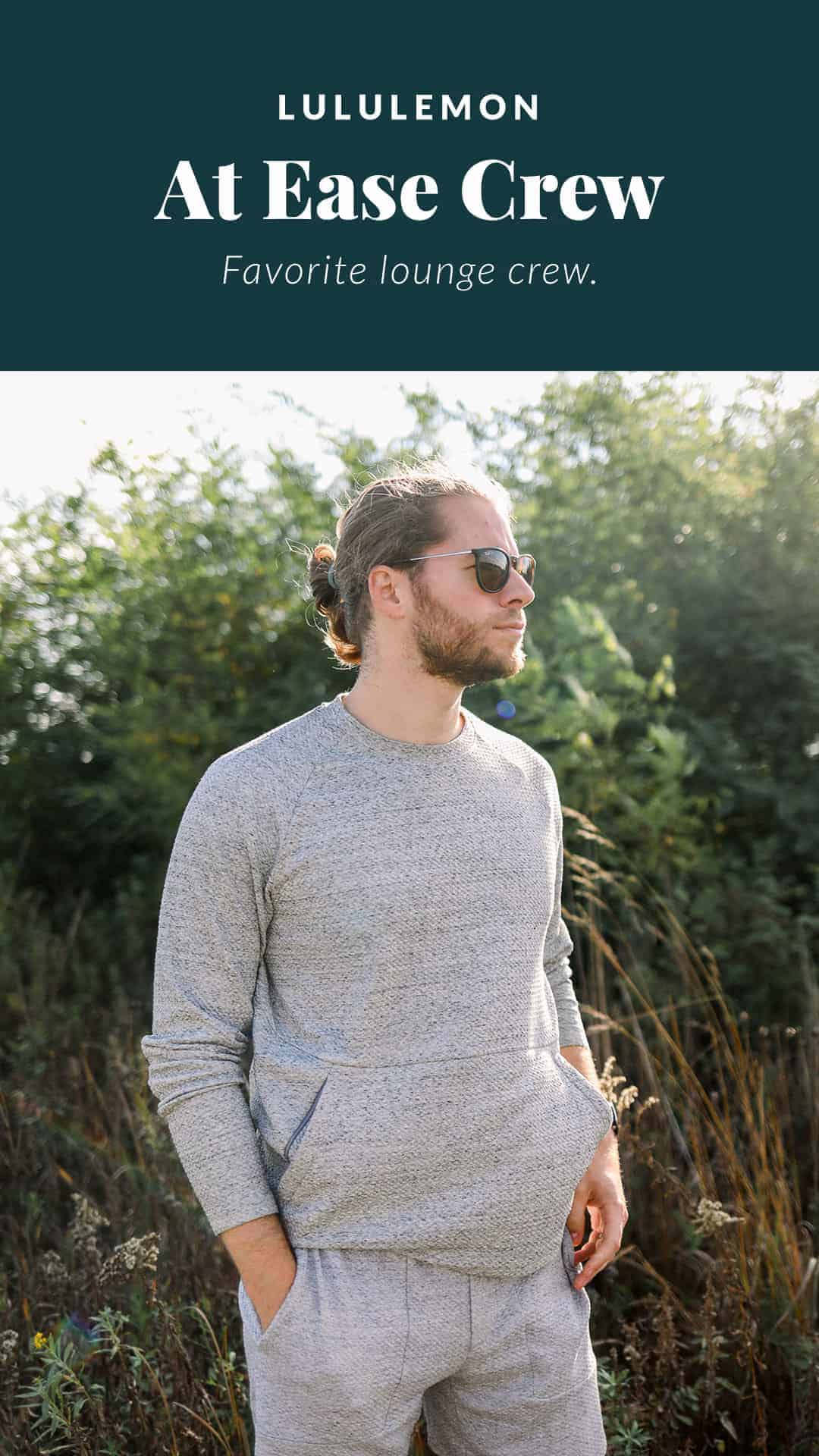 man wearing a lululemon grey sweatshirt