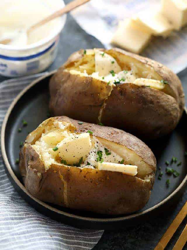 Easy Crock Pot Baked Potatoes - Fit Foodie Finds