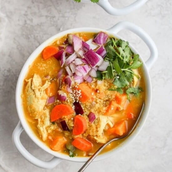 curry chicken soup in bowl