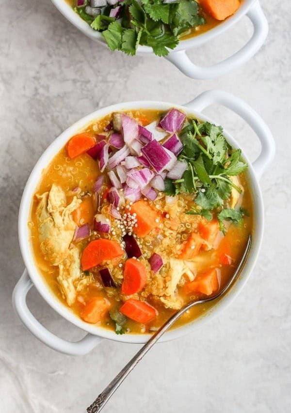 curry chicken soup in bowl