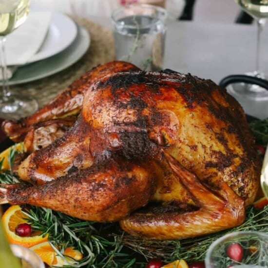 Thanksgiving turkey on platter