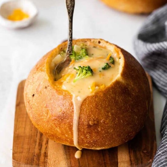 panera broccoli cheddar soup in bread bowl