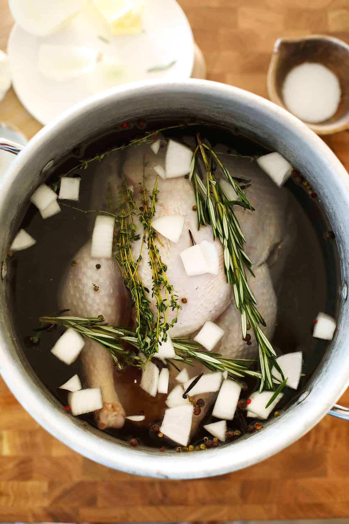 Turkey Brine in a pot. 