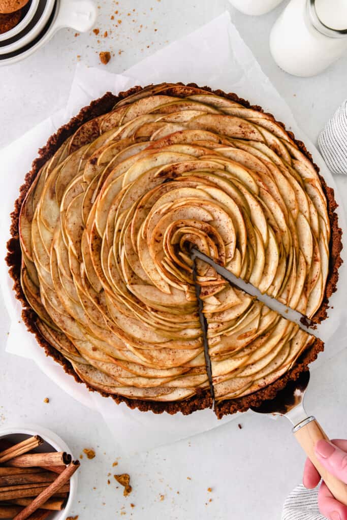 Apple tart in a tart pan. 