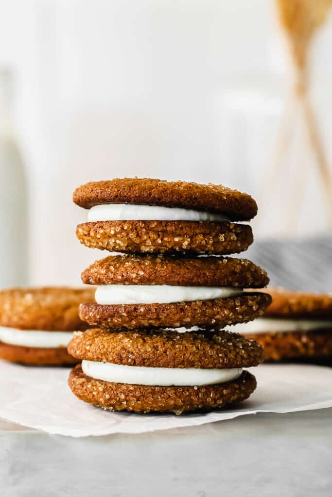 Stacked ginger whoopie pies. 