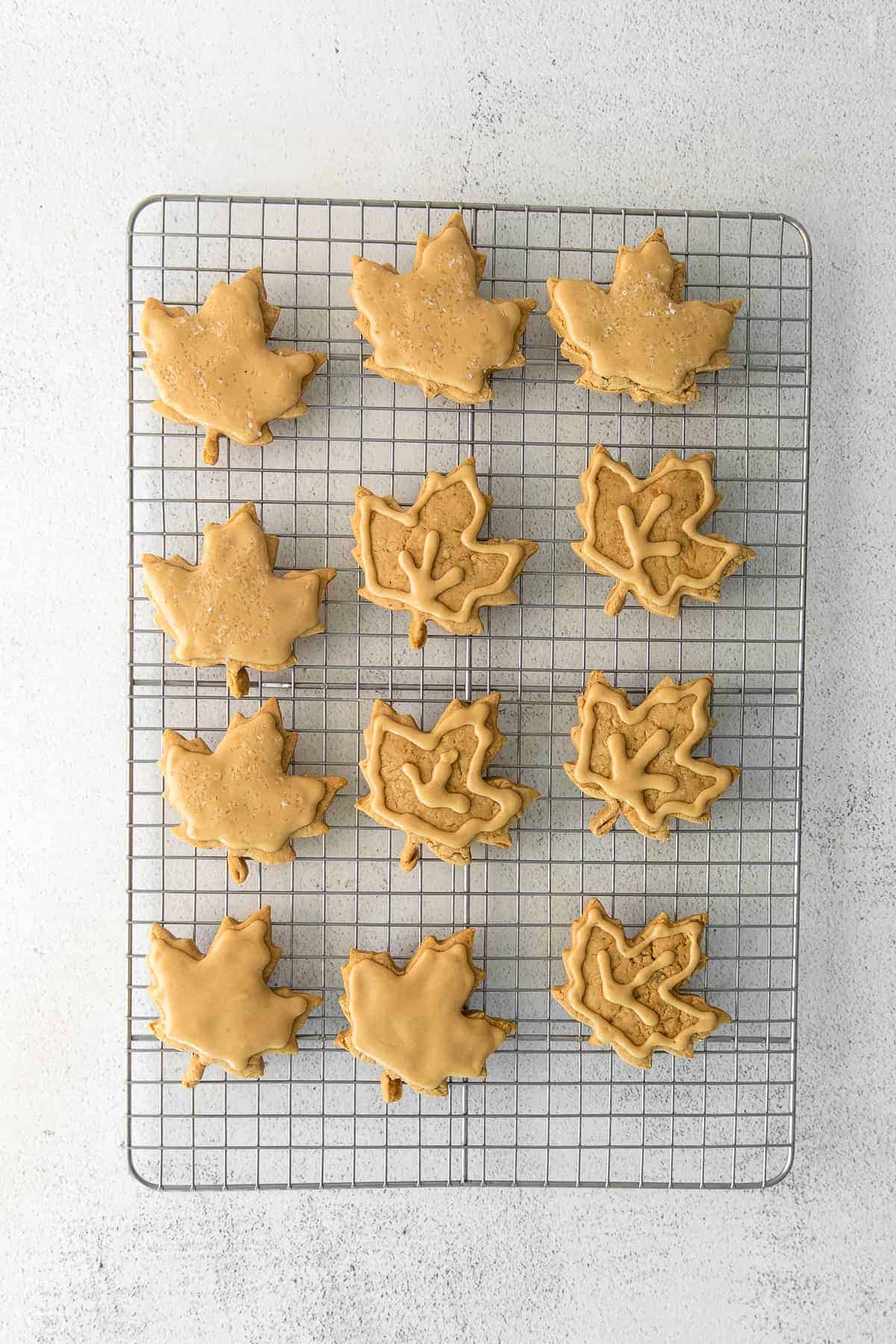 maple cookies on rack