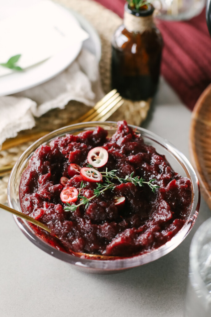 lemon ginger cranberry sauce in a bowl