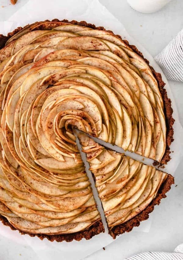 apple tart with a slice cut out