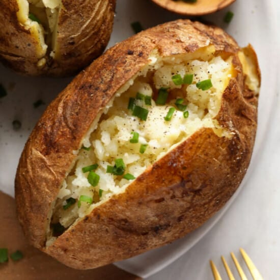 baked potato on plate