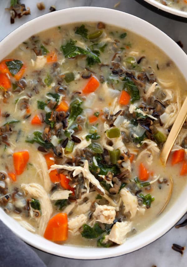 big bowl of chicken and wild rice soup