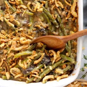 Vegan Green Bean Casserole (made from scratch!) - Fit Foodie Finds
