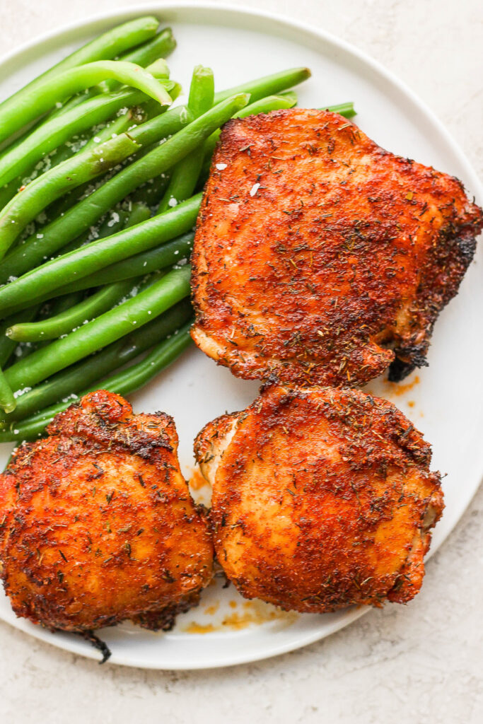 Crispy Air Fryer CHICKEN THIGHS with baking powder