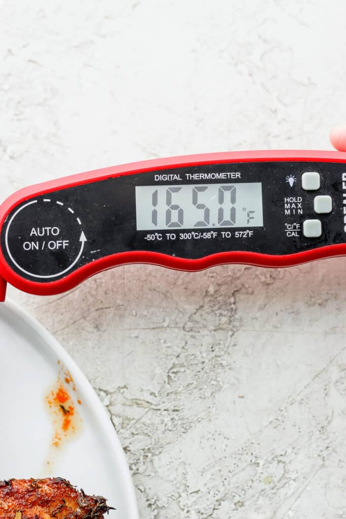 meat thermometer at 165ºF