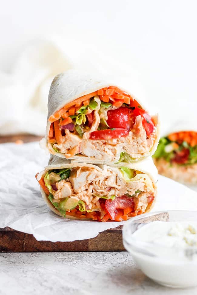 Buffalo Chicken Wrap (packed with veggies!) - Fit Foodie Finds