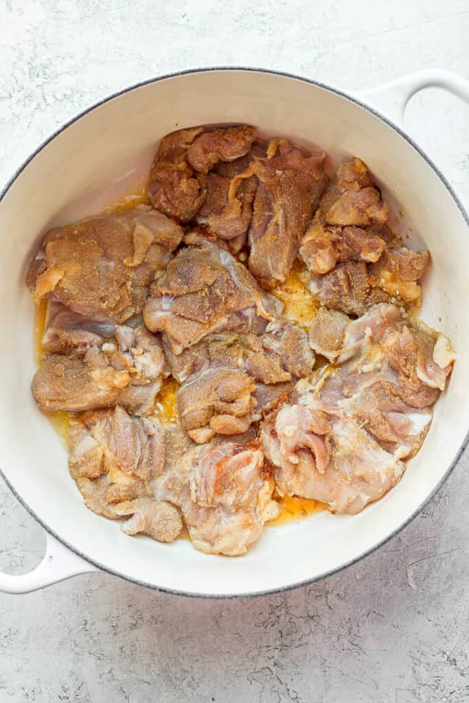 searing chicken thighs in Dutch oven