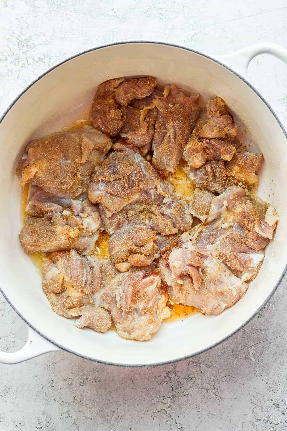 searing chicken thighs in Dutch oven