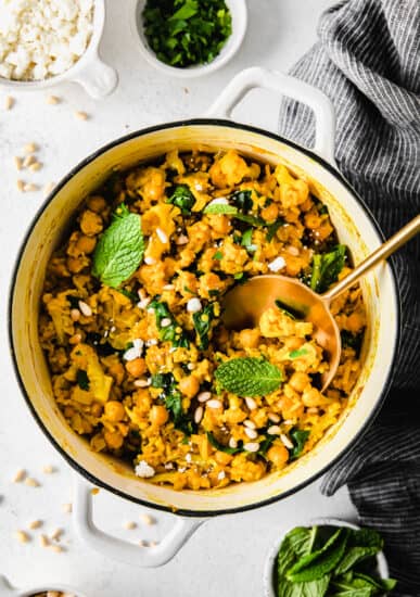 One Pot Yellow Rice Recipe with Marinated Garbanzo Beans