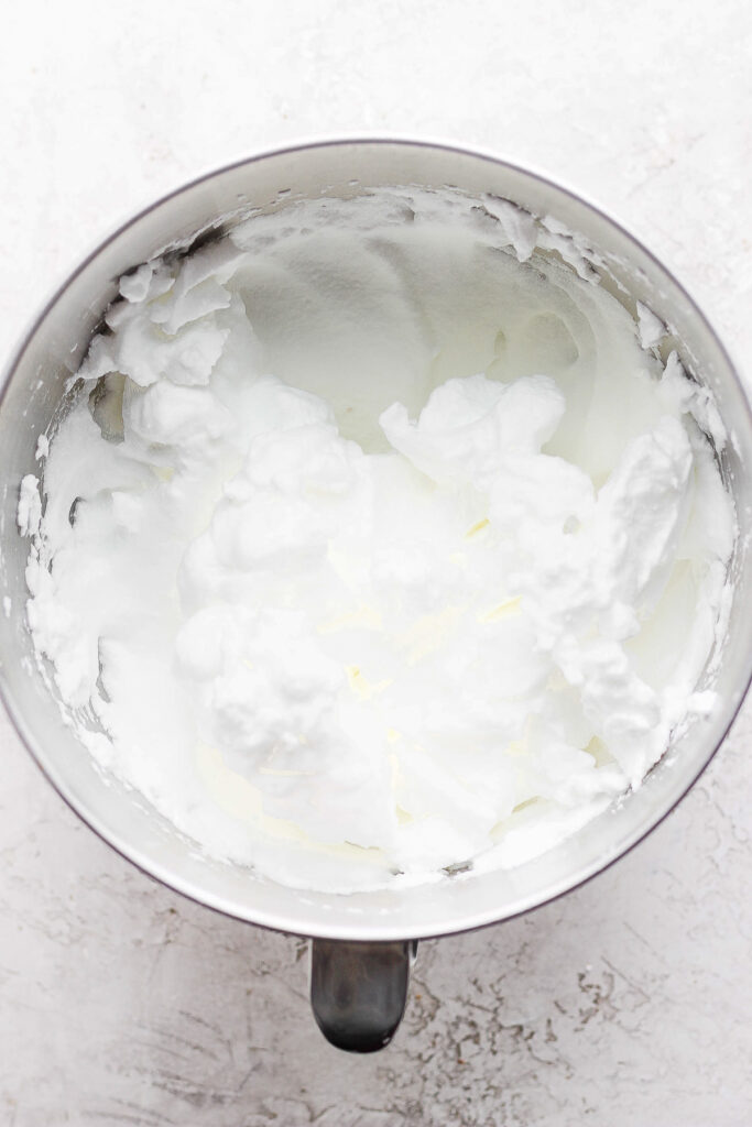 egg whites in a mixing bowl