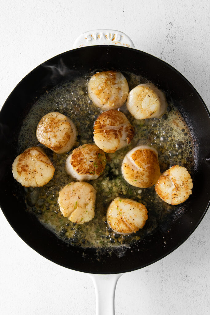 Pan seared scallops in a little butter and lime juice. 